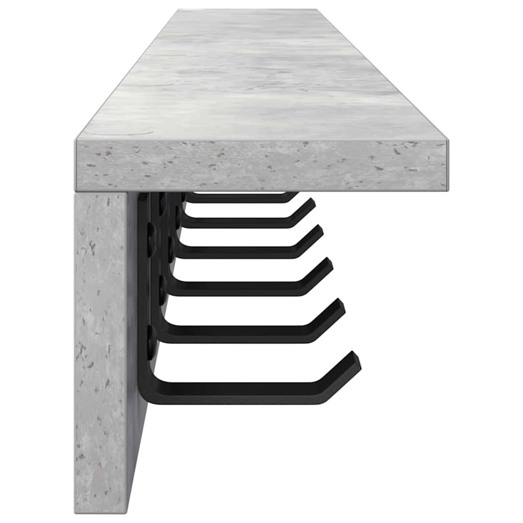 věšák, nástěnný, s poličkou, kompozitní dřevo, 10,5x100x10,5 cm, beton šedá, TK20260046