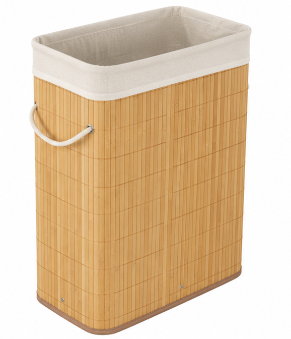 koš na prádlo, objem 40 l, bez víka, bambus, 49,5x39x20 cm, přírodní, KP20260002