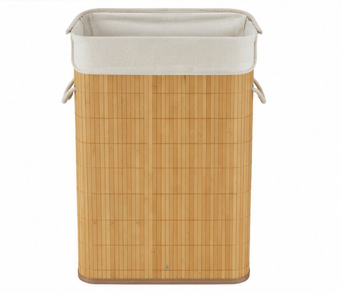 koš na prádlo, objem 40 l, bez víka, bambus, 49,5x39x20 cm, přírodní, KP20260002