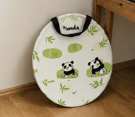 koš na prádlo, objem 75 l, přenosný, skládací, látkový, 45x35x35 cm, vzor panda, KP20260012