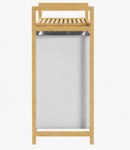 koš na prádlo, objem 83 l, bambus/látka, 70x70x36 cm, přírodní/krémová, KP20260028
