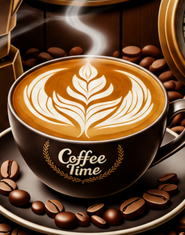 nástěnné hodiny, 2D, malé, dřevo, 20x20 cm, coffee styl, HN20260003