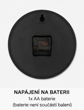 nástěnné hodiny, kulaté, dřevo, 25x25 cm, šedočerné, HN20260010