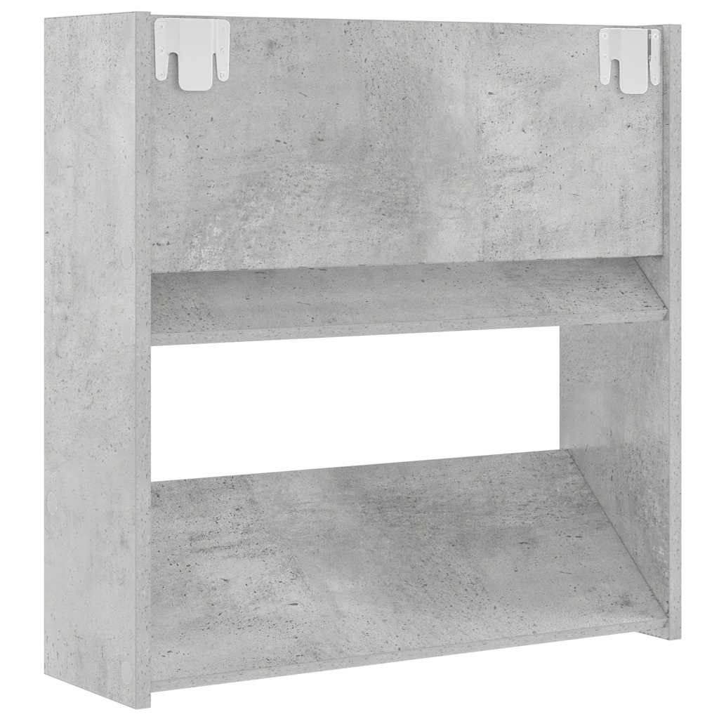botník, závěsný, 2 patra, kompozitní dřevo, 60x60x18 cm, beton šedá, BB20260030