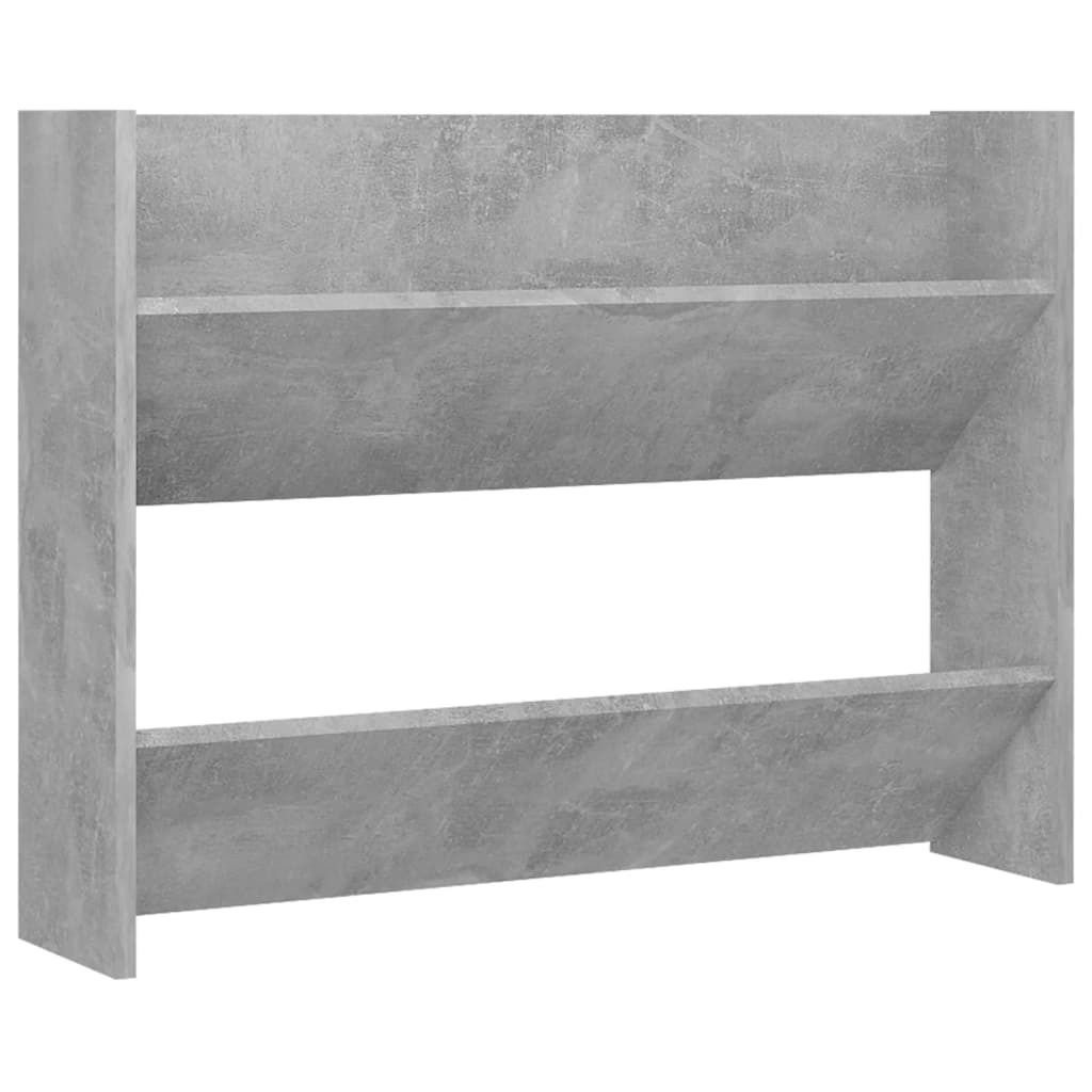 botník, závěsný, 2 patra, kompozitní dřevo, 60x80x18 cm, beton šedá, BB20260032