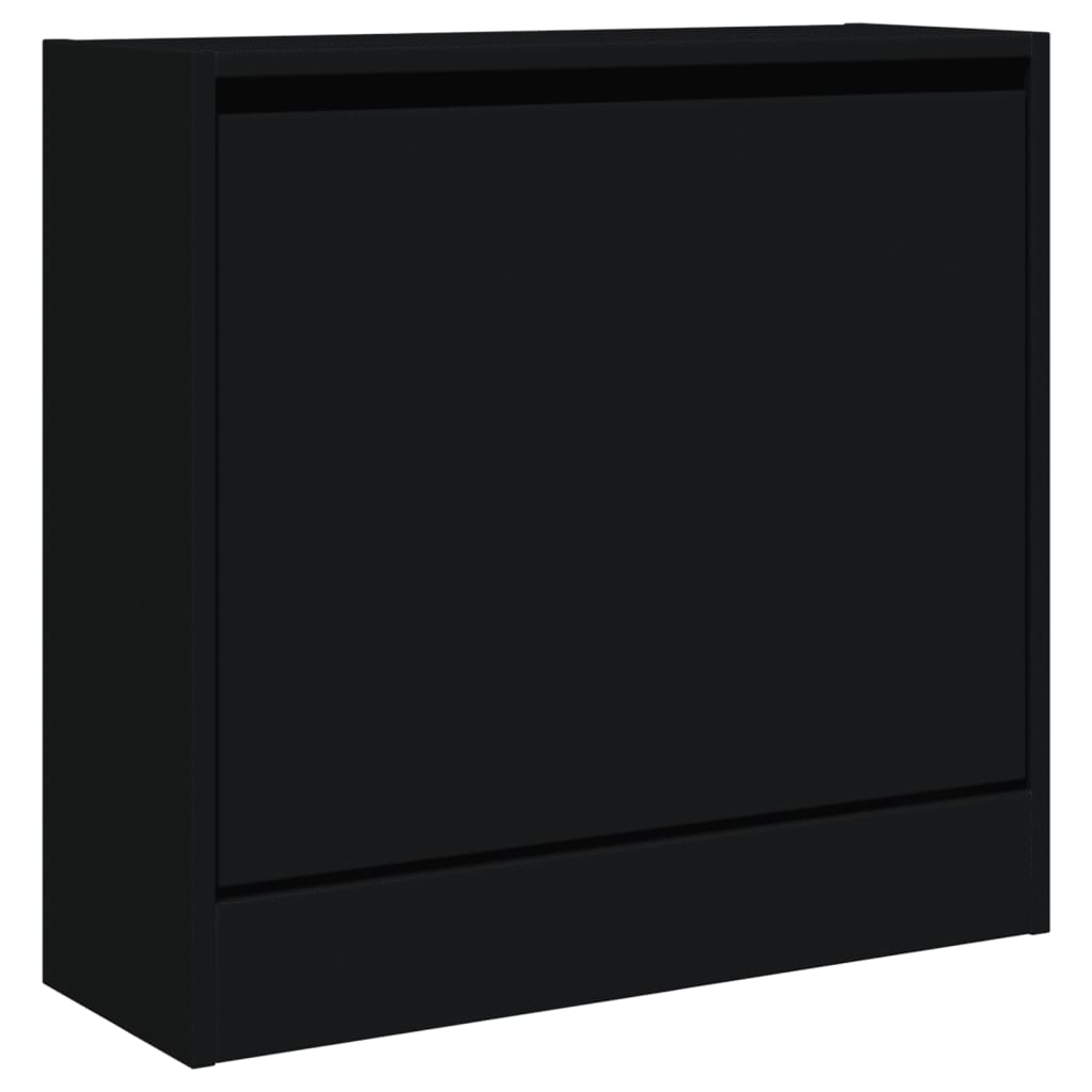 botník, výklopný, kompozitní dřevo, 57x60x21 cm, černá, BB20260034
