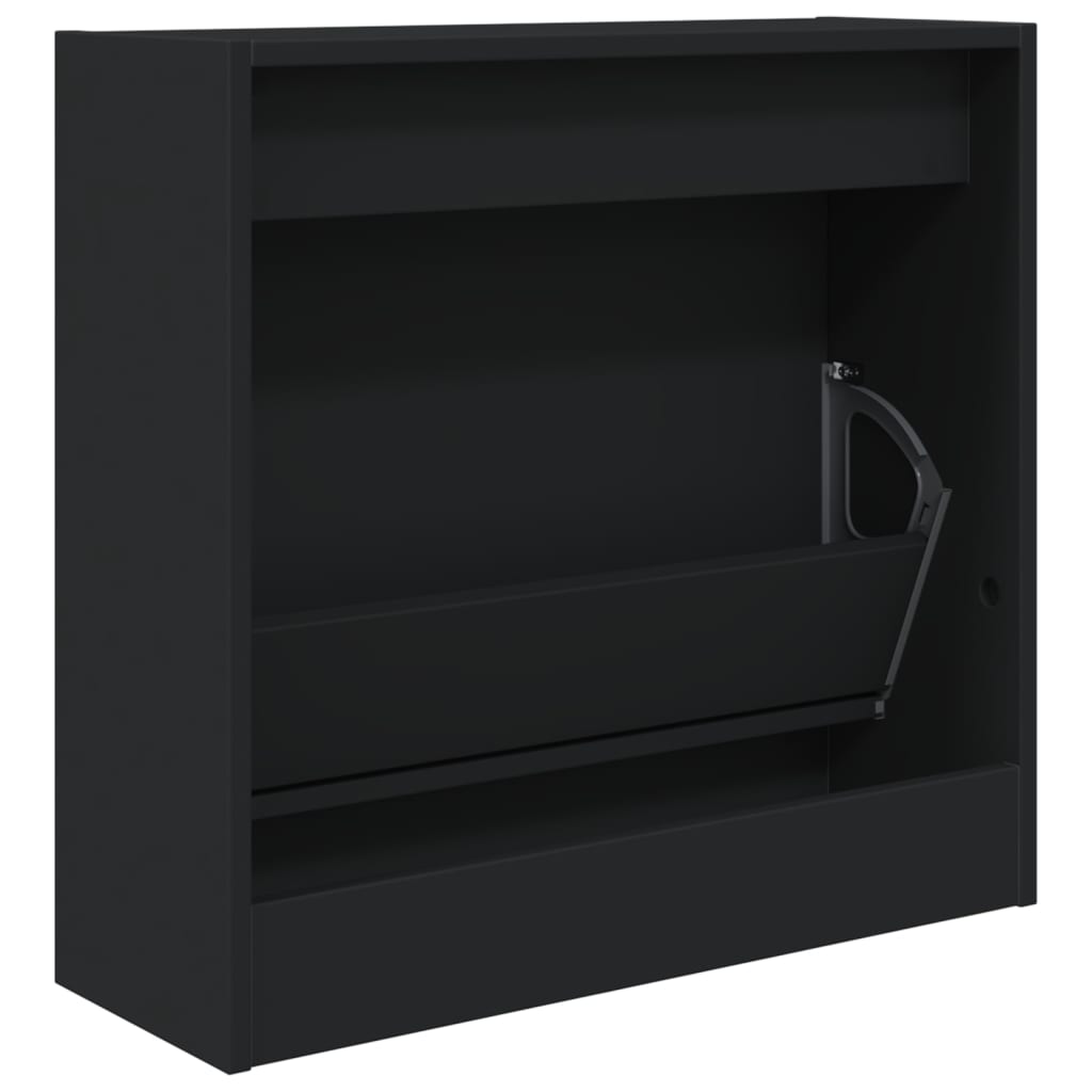 botník, výklopný, kompozitní dřevo, 57x60x21 cm, černá, BB20260034