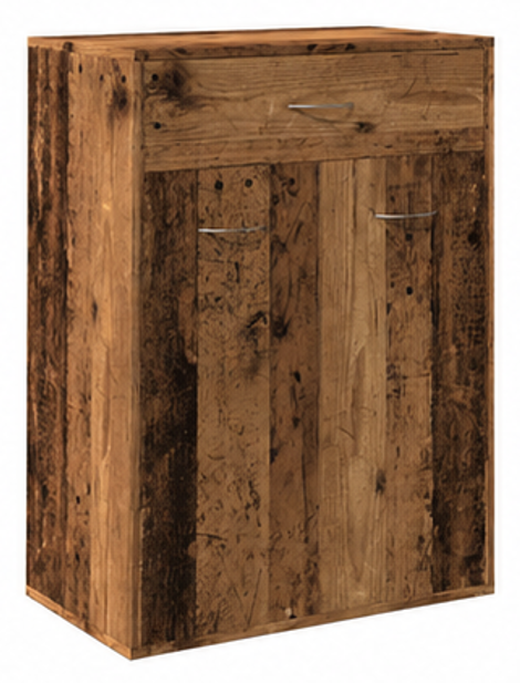 skříňka na boty, botník, 1 zásuvka, 2 dvířka, dřevo, 85x61x36 cm, staré dřevo, BB20260066
