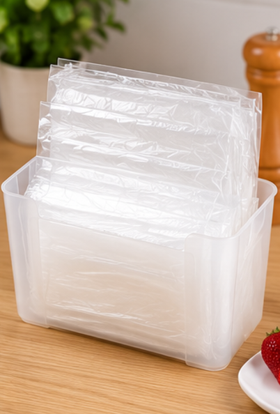 kryt na potraviny, elastický sáček, sada 100 ks, plast, 40x30 cm, průhledný, DP20260005