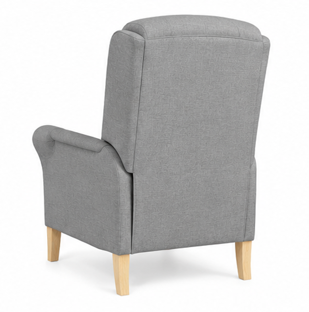 křeslo relaxační, odpočinkové, ušák, dřevo/textil, 101x95x75 cm, přírodní/světle šedá, KR20260034