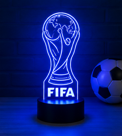 stolní LED světlo, dekorativní, noční, trofej FIFA MS 2026, 19x10x8 cm, plast, více barev, LS20260009