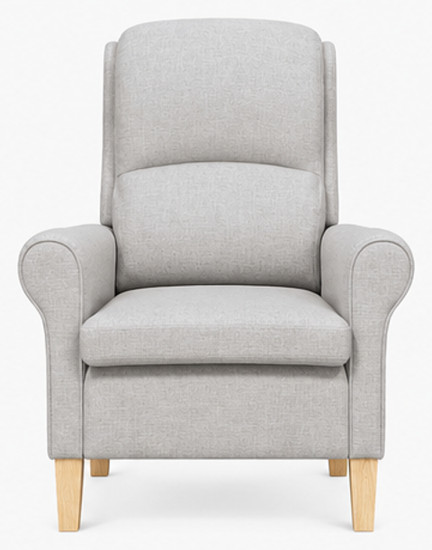 relaxační křeslo, odpočinkové, ušák, dřevo/textil, 101x95x75 cm, přírodní/šedá oblačná, KR20260043
