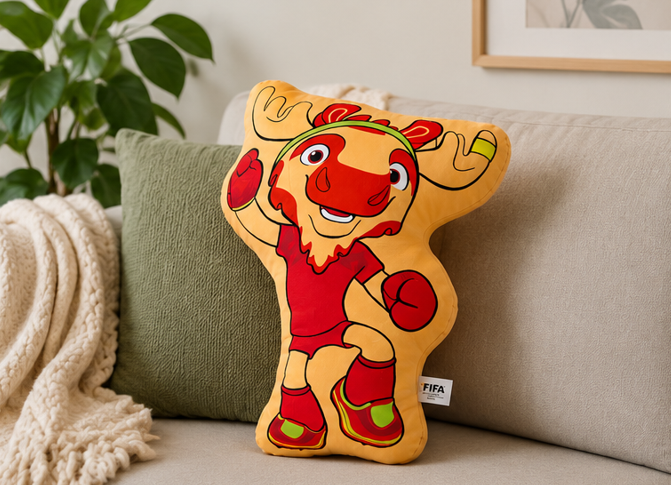 polštář, dekorativní, maskot MS 2026 Maple, 60x40 cm, polyester/látka, tématika MS 2026, PD20260004