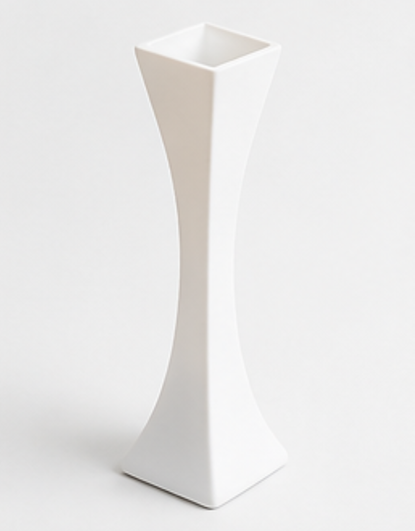 váza, hranatá, plast, 16x4x4 cm, bílá, VD0260004