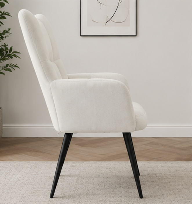 křeslo relaxační, s podnožkou, odpočinkové, ušák, kov/samet, 98x63x69 cm, černá/bílá, KR20260021