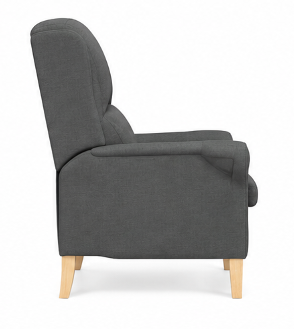 křeslo relaxační, odpočinkové, ušák, dřevo/textil, 101x95x75 cm, přírodní/tmavě šedá, KR20260035