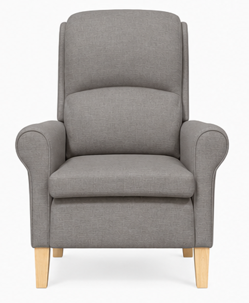 křeslo relaxační, odpočinkové, ušák, dřevo/textil, 101x95x75 cm, přírodní/taupe, KR20260039