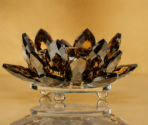 svícen, styl blízký východ, sklo, 5,5x11x11 cm, zlatá, SD20260014