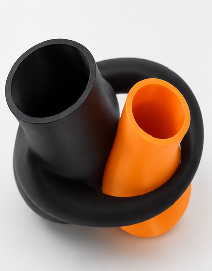 váza, sada 2 ks, styl klasický, plast, 12/15x5/6 cm, černá/oranžová, VD0260015