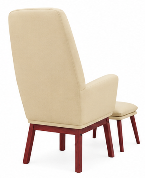 relaxační křeslo, s podnožkou, odpočinkové, masivní kaučukovník/kov/textil, 95x76x71 cm, nohy tmavé/krémová, KR20260086