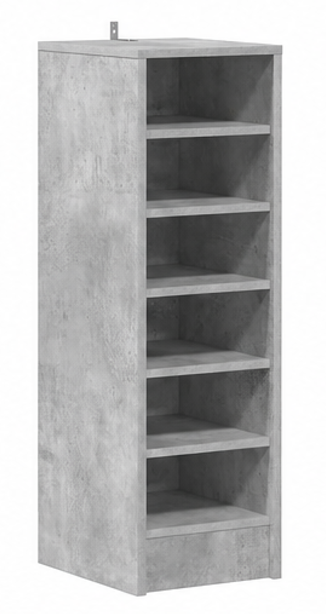 skříňka na boty, botník, 6 polic, dřevo, 92x36x32 cm, beton šedá, BB20260075