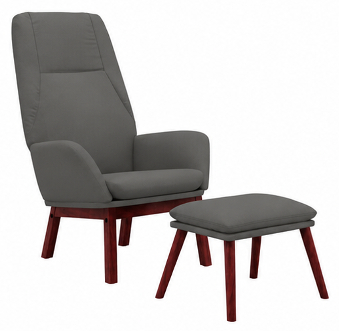 relaxační křeslo, s podnožkou, odpočinkové, masivní kaučukovník/kov/textil, 95x76x71 cm, nohy tmavé/světle šedá, KR20260084