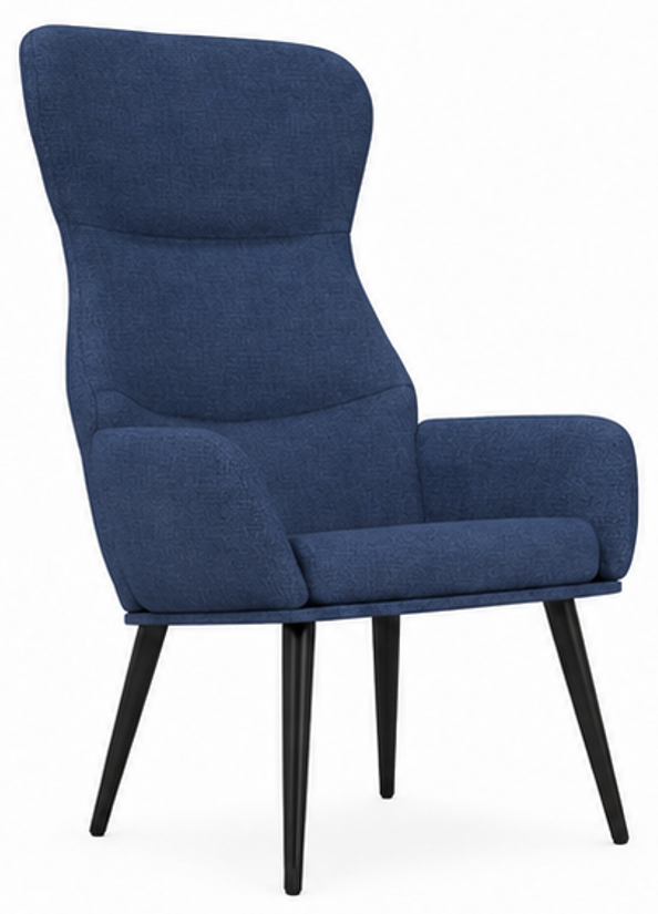 relaxační křeslo, odpočinkové, dřevo/kov/textil, 96x68x79 cm, nohy černé/modrá, KR20260058