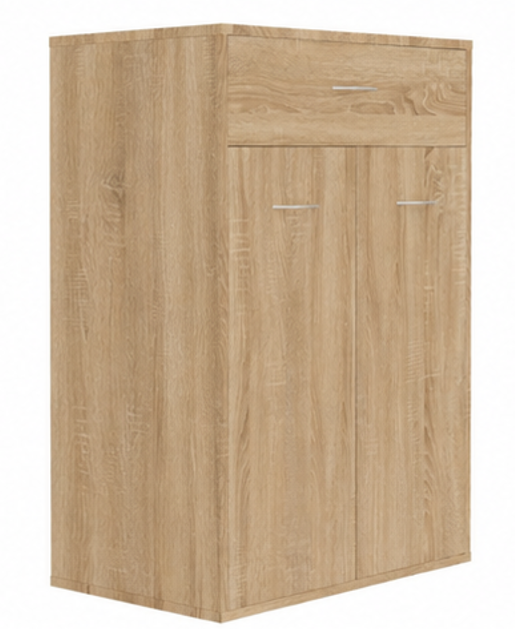 skříňka na boty, botník, 1 zásuvka, 2 dvířka, dřevo, 85x61x36 cm, dub sonoma, BB20260062