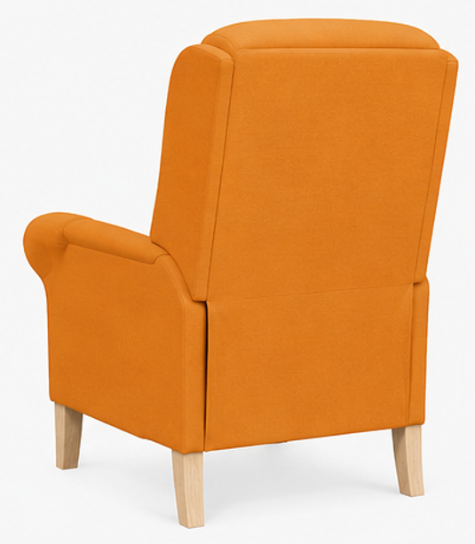 relaxační křeslo, odpočinkové, ušák, dřevo/textil, 101x95x75 cm, přírodní/oranžovožlutá, KR20260042