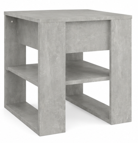 konfereční stolek, s odkládací policí, dřevo, 56x54x46 cm, betonová šedá, KS20260004