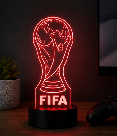 stolní LED světlo, dekorativní, noční, trofej FIFA MS 2026, 19x10x8 cm, plast, více barev, LS20260009