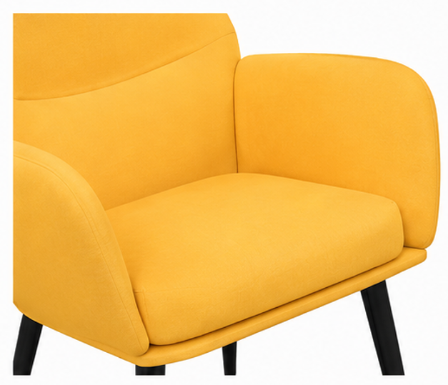 relaxační křeslo, odpočinkové, dřevo/kov/textil, 96x68x79 cm, nohy černé/hořčicově žlutá, KR20260061