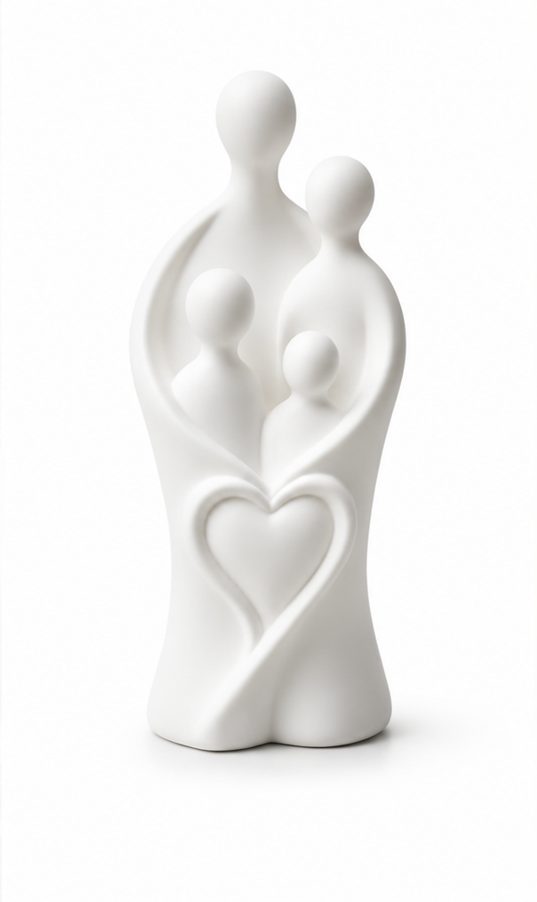 soška, dekorativní, téma rodina a láska, 12,5x6 cm, plast, barva bílá, SF20260018