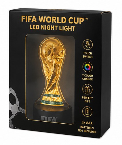 stolní LED světlo, dekorativní, noční, trofej FIFA MS 2026, 19x10x8 cm, plast, více barev, LS20260010