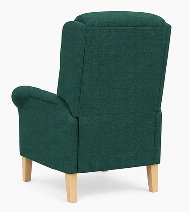 křeslo relaxační, odpočinkové, ušák, dřevo/textil, 101x95x75 cm, přírodní/tmavě zelená, KR20260038