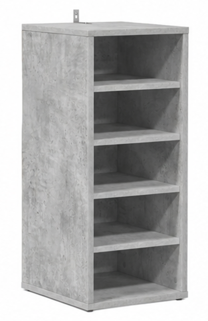 skříňka na boty, botník, 5 polic, dřevo, 72x36x32 cm, beton šedá, BB20260072