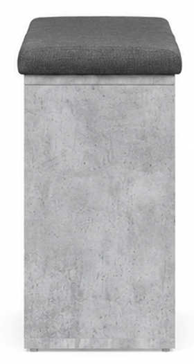 skříňka na boty, botník s polstrováním, lavice, sedací, police, dřevo/látka, 52x84x32 cm, beton šedá/šedá, BS20260022