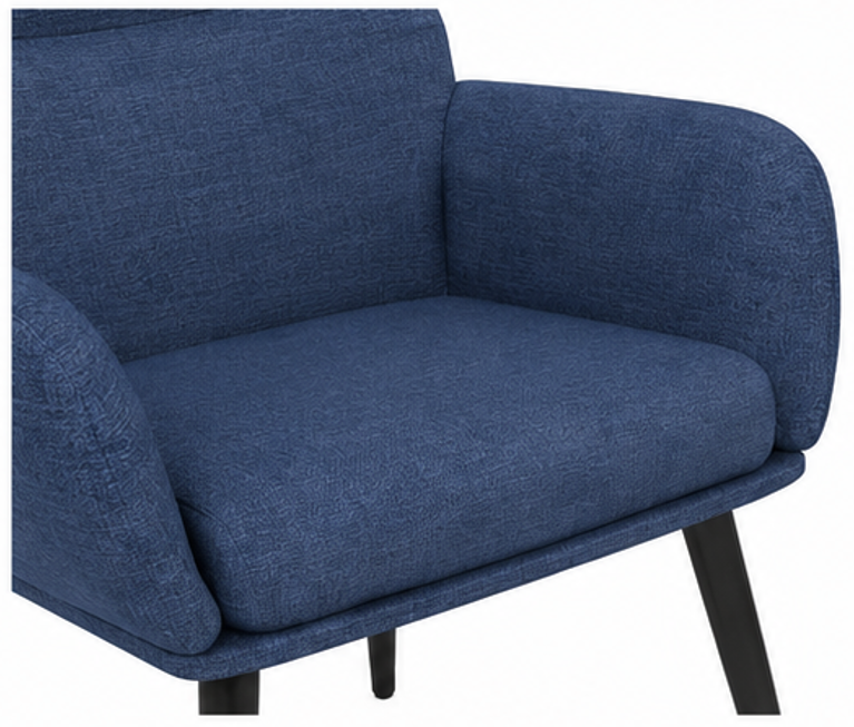 relaxační křeslo, odpočinkové, dřevo/kov/textil, 96x68x79 cm, nohy černé/modrá, KR20260058