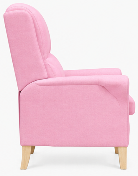 relaxační křeslo, odpočinkové, ušák, dřevo/textil, 101x95x75 cm, přírodní/růžová, KR20260044