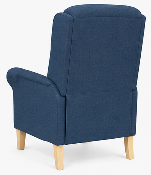 relaxační křeslo, odpočinkové, ušák, dřevo/textil, 101x95x75 cm, přírodní/modrá, KR20260041
