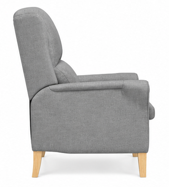 křeslo relaxační, odpočinkové, ušák, dřevo/textil, 101x95x75 cm, přírodní/světle šedá, KR20260034