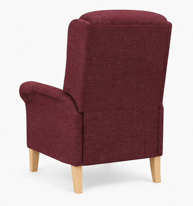 křeslo relaxační, odpočinkové, ušák, dřevo/textil, 101x95x75 cm, přírodní/vínová, KR20260037