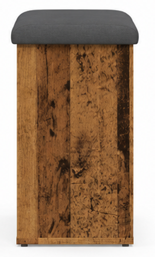 skříňka na boty, botník s polstrováním, lavice, sedací, police, dřevo/látka, 52x63x32 cm, staré dřevo/šedá, BS20260015