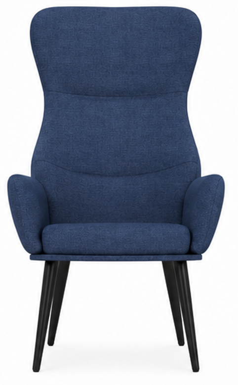 relaxační křeslo, odpočinkové, dřevo/kov/textil, 96x68x79 cm, nohy černé/modrá, KR20260058