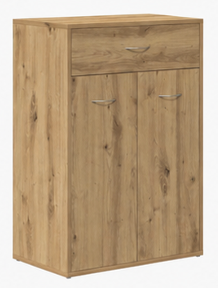 skříňka na boty, botník, 1 zásuvka, 2 dvířka, dřevo, 85x61x36 cm, dub artisan, BB20260067