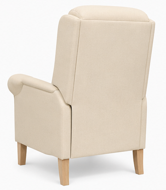 křeslo relaxační, odpočinkové, ušák, dřevo/textil, 101x95x75 cm, přírodní/krémová, KR20260040