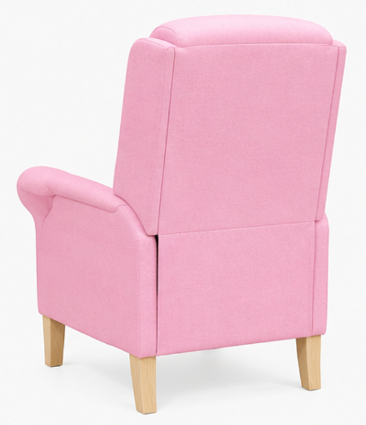 relaxační křeslo, odpočinkové, ušák, dřevo/textil, 101x95x75 cm, přírodní/růžová, KR20260044