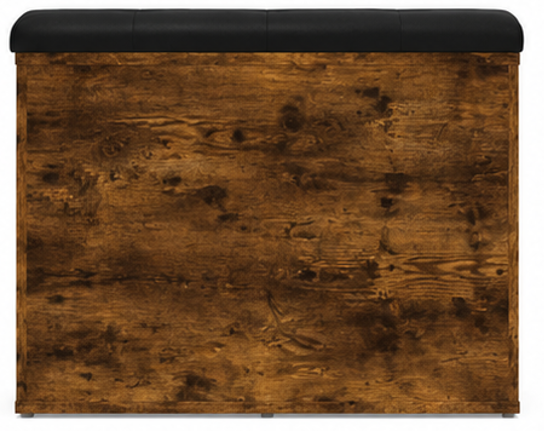 skříňka na boty, botník s polstrováním, lavice, sedací, police, dřevo/umělá kůže, 52x84x32 cm, kouřový dub/černá, BS20260023