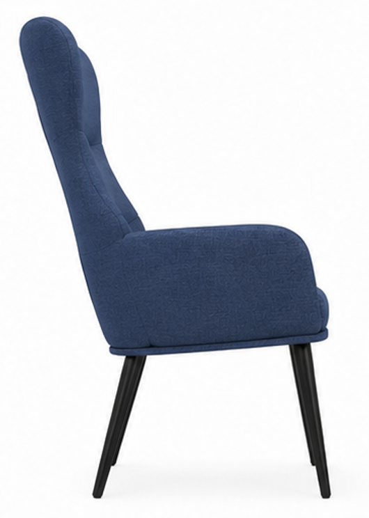 relaxační křeslo, odpočinkové, dřevo/kov/textil, 96x68x79 cm, nohy černé/modrá, KR20260058