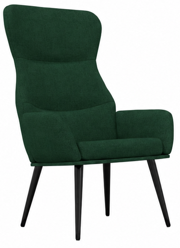 relaxační křeslo, odpočinkové, dřevo/kov/textil, 96x68x79 cm, nohy černé/tmavě zelená, KR20260059